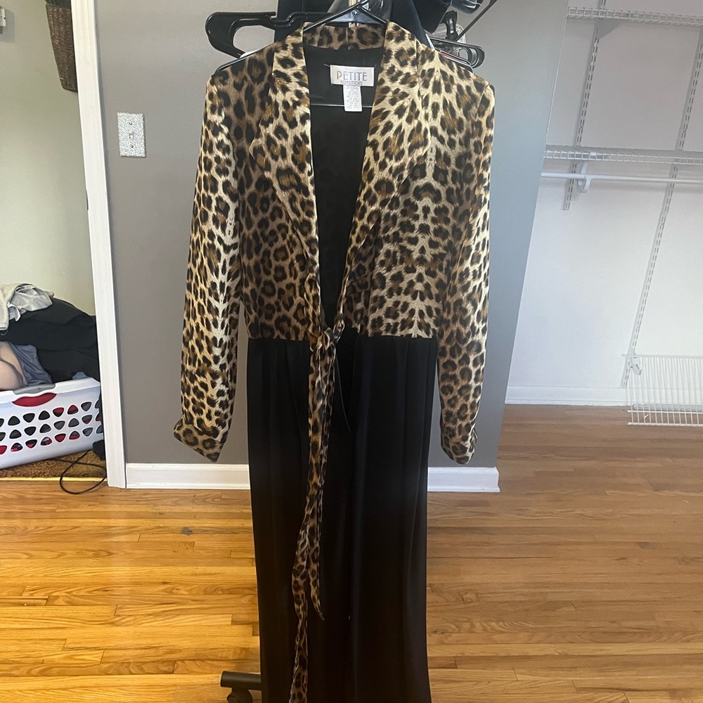 Petite Sophisticate Black Long Sleeve V-Neck jumpsuit